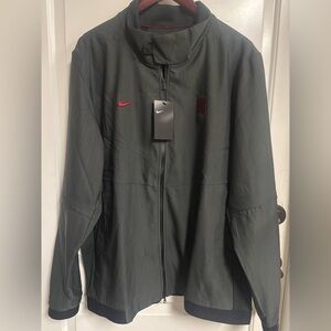 *New* Nike Stanford Men's Dark Gray Windbreaker with Red accents